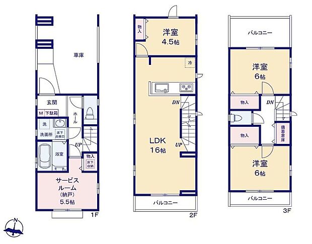 【3LDK+S】2階リビングは陽当たり・風通し共に良好♪
納戸をはじめ、全居室に収納完備！納戸は収納、窓も付いているので居室としても季節のお荷物を置くのにちょうどいいお部屋です♪