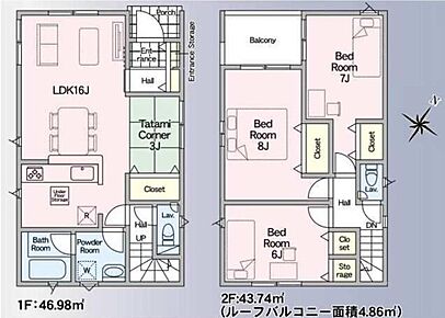 ☆ゆったりとした全居室6帖以上☆各居室に収納を設置してるのでお部屋も広く使えます！また、バルコニーが面しているので明るさも確保できます♪ 