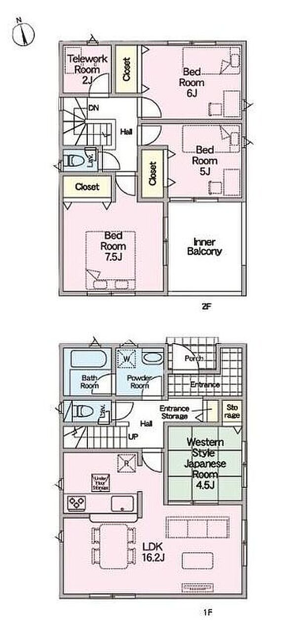 【4LDK】☆2階にテレワークスペースを設置☆2階にテレワークスペースとして2帖のお部屋を設置しました。書斎や趣味のお部屋として色々と活用が可能です♪