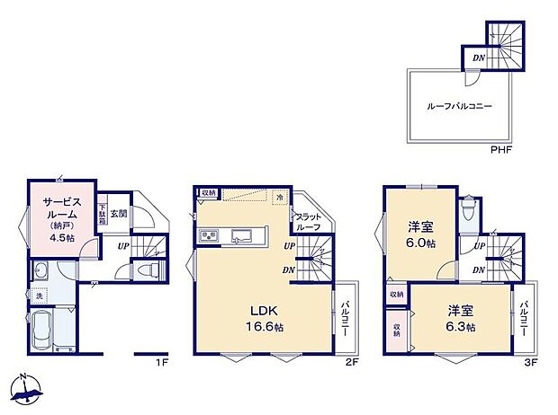 【2LDK+S】16.6帖のLDKは3面採光☆いつでも明るい印象です♪バルコニー付き☆
4.5帖のサービスルーム完備♪2面採光で居室やテレワークにも最適◎
開放感いっぱいの眺望と共に光と風を享受するルーフバルコニー♪