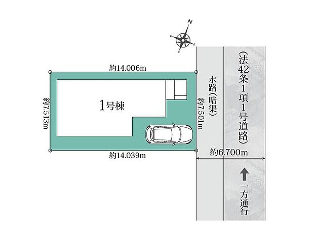 【全体区画図】小学校やスーパー、コンビニが徒歩圏に充実した暮らしやすい環境!前面道路幅はゆったり6mなので、車の出し入れも焦らず対応できます♪