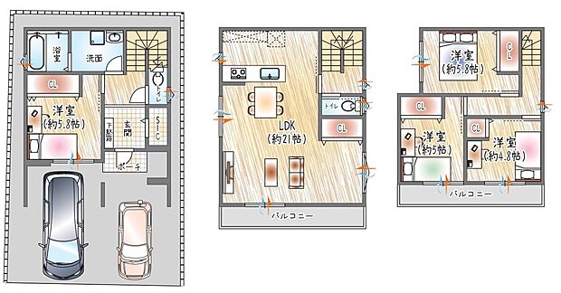 ※ライフシェアメンバーシップ適用価格
【参考プラン図】(セミオーダープラン)
建物価格:2,310万円~、建物面積:109.33m2
※参考プランは約1.07坪オーバーしてます。