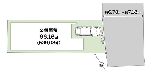【土地図】\ 2階建て建築可能 /間口×前道のゆとりが魅力!
■陽当たり良好で明るく開放的!駅近で利便性◎
