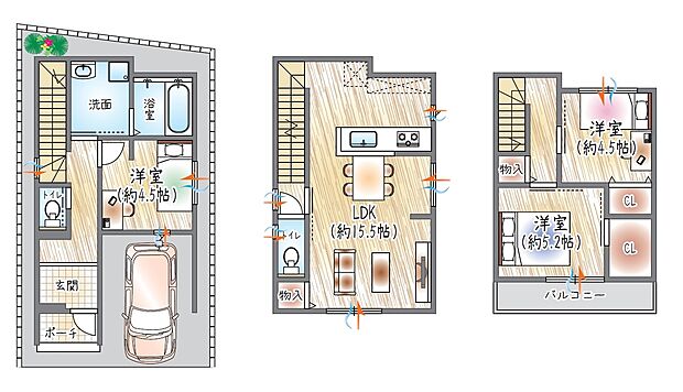 【【参考プラン(2)】】(ベストプラン建物価格：2430万円～)
■建物面積：84.04m2 ■3階建て×3LDK
対面キッチンを採用したLDKと豊富な収納で、すっきり暮らせる快適住まい◎