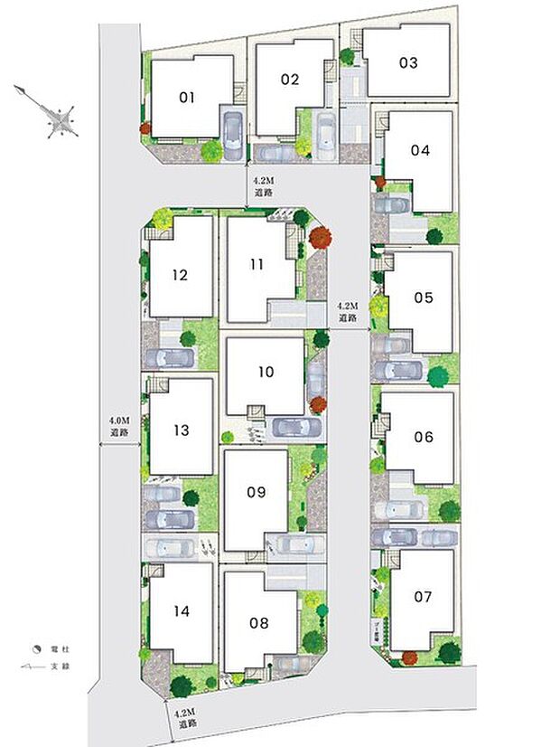 街の中に安心と彩りを描く全14邸の街並み