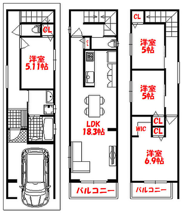 価格3,595万円、4LDK、土地面積75.04m2、建物面積107.13m2
