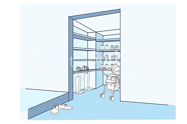 ■SIC■玄関にはシューズインクローゼット付き♪ベビーカーやゴルフバッグ、お子様の外遊びのおもちゃもすっきり収納♪