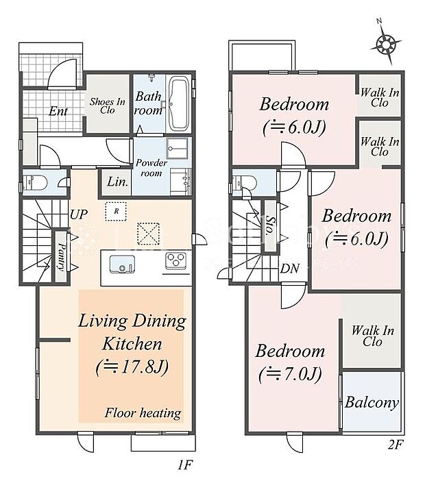 【3LDK】【1号棟】図面と異なる場合は現況を優先。