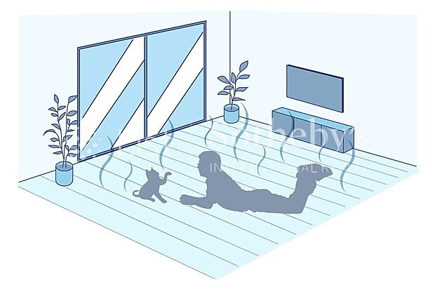 【その他設備】空気を汚さず足元からポカポカと暖めてくれる床暖房付き！エアコンと比べて空気を乾燥させにくく、肌や喉に優しいです。