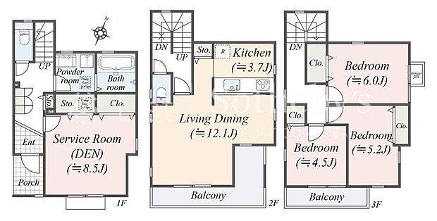 【3LDK+S】※図面と異なる場合は現況を優先