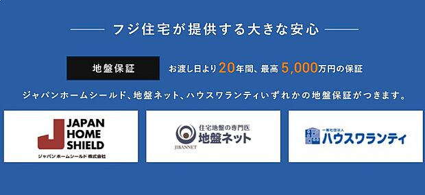 【 地盤保証】地震調査データをもとにプランニング、施工した建物に関して、不同沈下に起因する損害賠償を保証する、地盤サポートシステムを採用しました。
