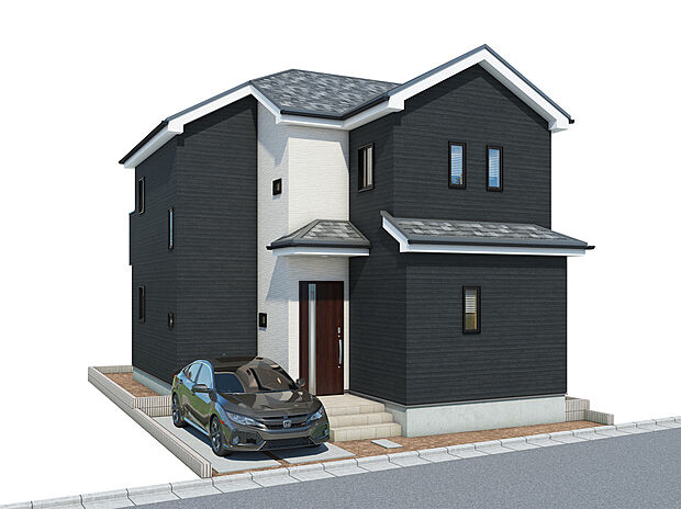 【完成予想パース】南向きの住宅は日当たりも良好。晴れの日はバルコニーでたっぷりと洗濯物を干すことができ家事もはかどりますよ。