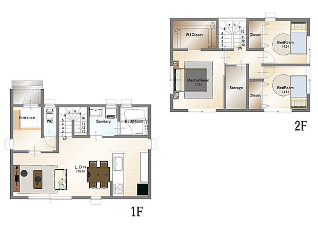 【参考プラン間取り図】建物価格1798.5万円、建物面積89.42ｍ2