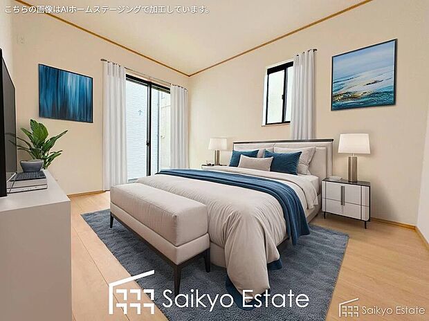 【洋室【施工例】】2面採光で明るく風通しも良好です!天気の良い日は是非窓を開けて空気の入れ替えをしてみるのはいかがでしょうか♪