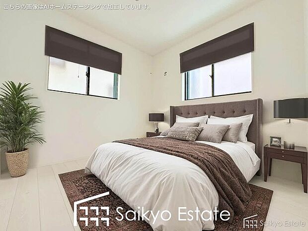 【洋室(施工例)】2面採光で明るく風通しも良好です!天気の良い日は是非窓を開けて空気の入れ替えをしてみるのはいかがでしょうか♪