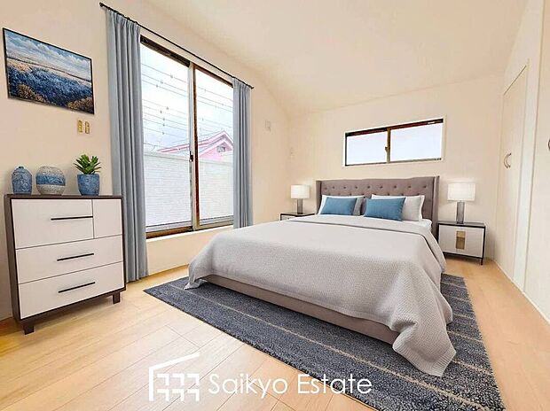 【洋室【施工例】】全居室6帖以上!2面採光で明るく風通しも良好です!天気の良い日は是非窓を開けて空気の入れ替えをしてみるのはいかがでしょうか♪