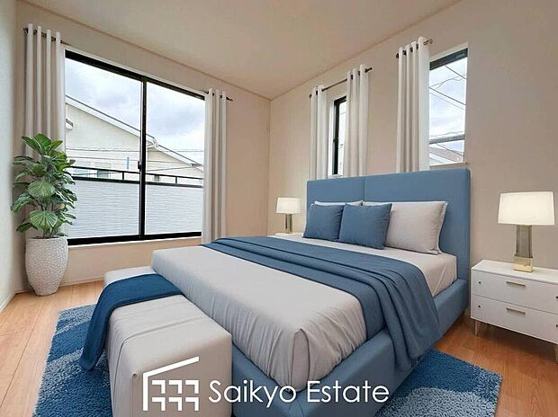 【居室【施工例】】2面採光で明るく風通しも良好です！天気の良い日は是非窓を開けて空気の入れ替えをしてみるのはいかがでしょうか♪
