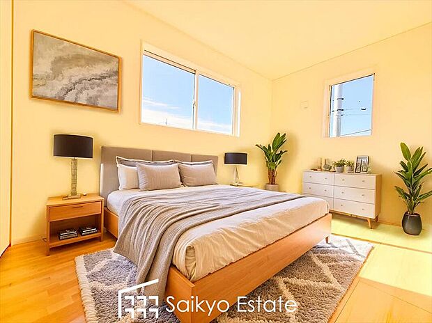 【居室【施工例】】2面採光で明るく風通しも良好です!天気の良い日は是非窓を開けて空気の入れ替えをしてみるのはいかがでしょうか♪