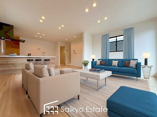 【リビング(施工例)】開口部の大きな窓!陽当り良好なリビングです。うれしい床暖房完備で寒い季節も足元から暖めてくれます!