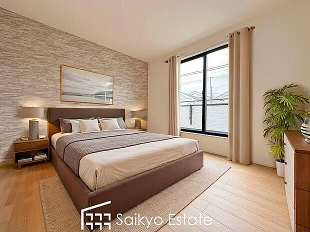 【洋室【施工例】】2面採光で明るく風通しも良好です!天気の良い日は是非窓を開けて空気の入れ替えをしてみるのはいかがでしょうか♪