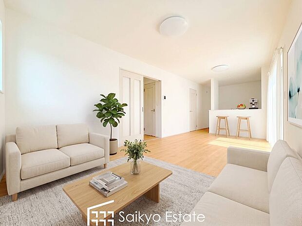 【リビング【施工例】】家族が集い、楽しい会話と美味しいごはん。何気ない家族団らんの時間が幸せに感じられる、そんな空間になりそうです。