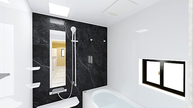【【建物プラン例:Bath Room】】1坪タイプのバスルーム。足を伸ばしてゆったりと浸かれるのはもちろん、洗い場も広さがあるので立ったりしゃがんだりする動作もスムーズに行えます。