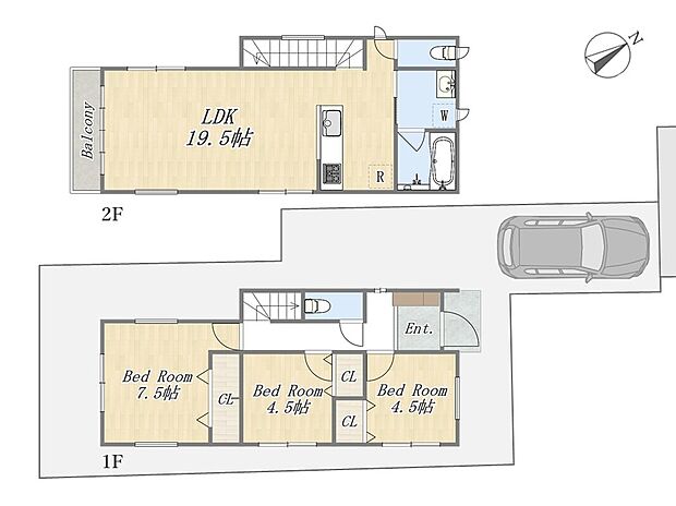【【参考プラン:1号地】】Plan:3LDK+WIC+Pantry+カースペース2台可
建物参考価格:2300万円
建物面積:88.18m2
YAZAWA LUMBER施工|建物参考価格(2300万円)には設計・外構・地盤改良費等は含まれていません。