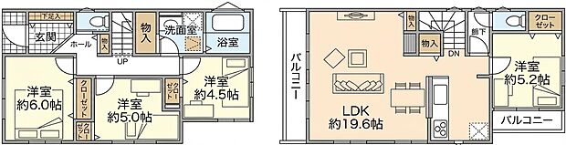 【4LDK】11号棟はリビングが2階にございます。