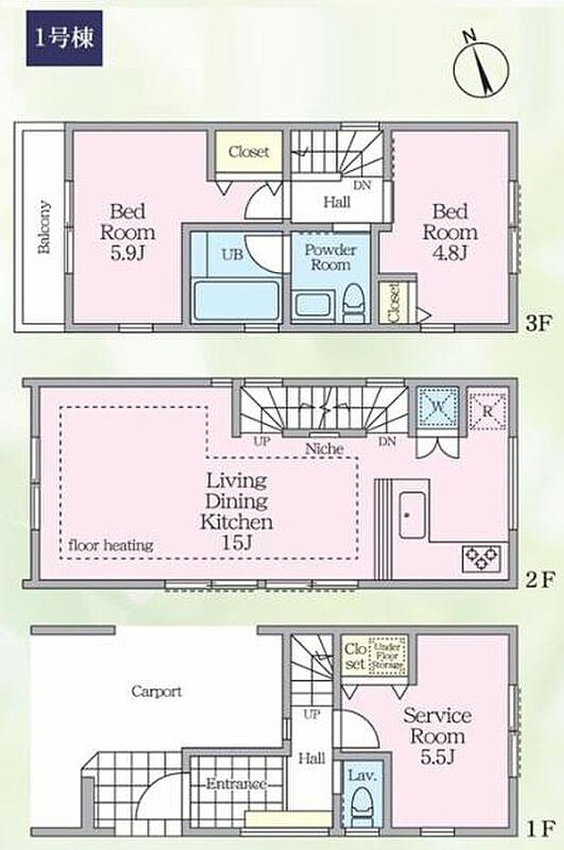 【2SLDK】《間取り》■リビング中心の新生活。光を取り入れる開放的な設計で居心地の良い時間を演出します。