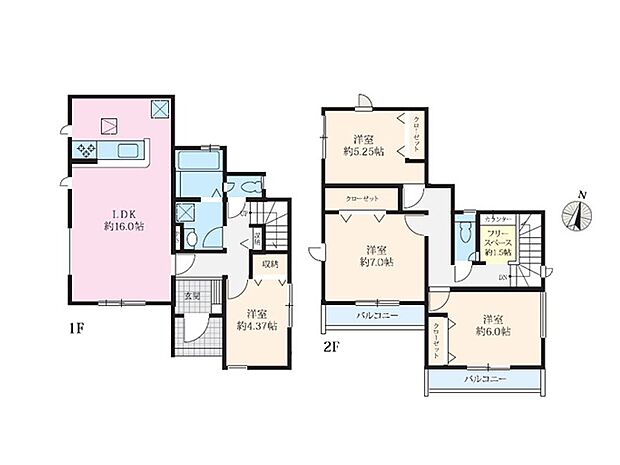 【4LDK】自由度の高いカウンター付きフリースペース!