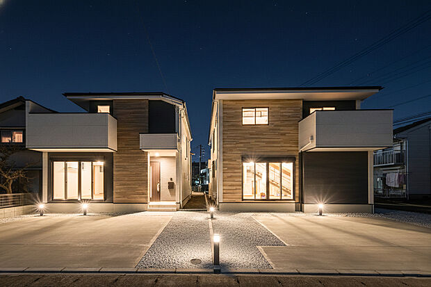 「マイホームの喜びを感じる」
スタイリッシュなデザインに心満たされる憧れの家。
（画像の一部AIによる画像処理及びCGにて照明等を配置しているイメージ画像です。実際とは異なります）