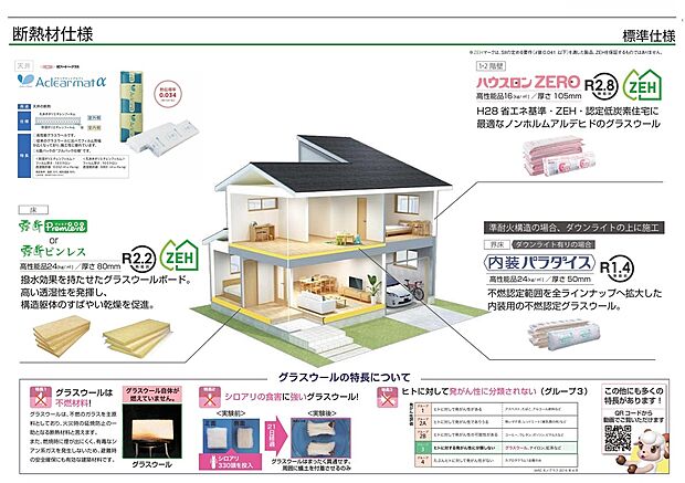 【断熱材仕様書】ZEH水準適合住宅。冬暖かく、夏は涼しい。高断熱仕様。