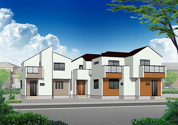 【全体像】パース外構イメージは図面をもとに描き起こしたもので実際とは多少異なります。