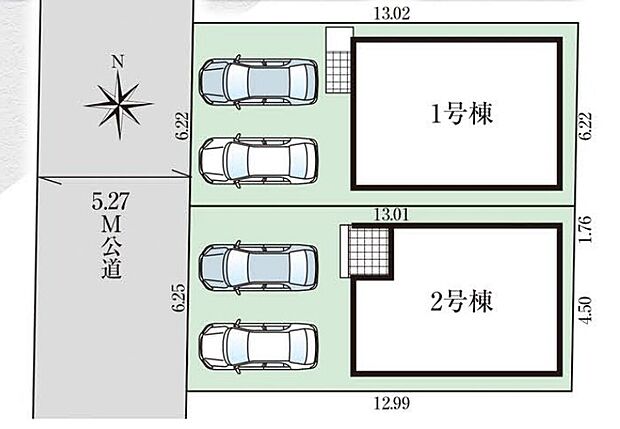 並列2台駐車可能なカースペース付きです！前面道路も広めなので、お車の出し入れもしやすいです♪