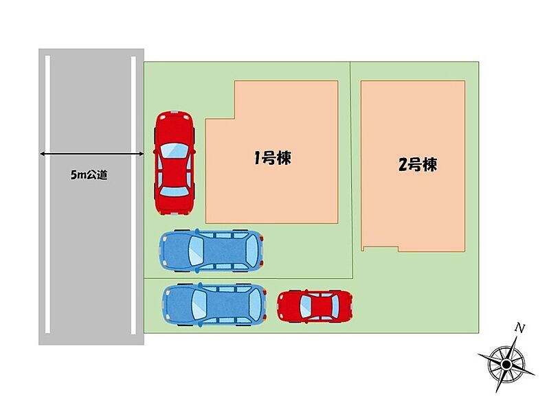 それぞれ2台駐車可能なカースペースはゆとりがあるので、家族の自転車置き場や来客時の駐車場としてもお使いいただけます！