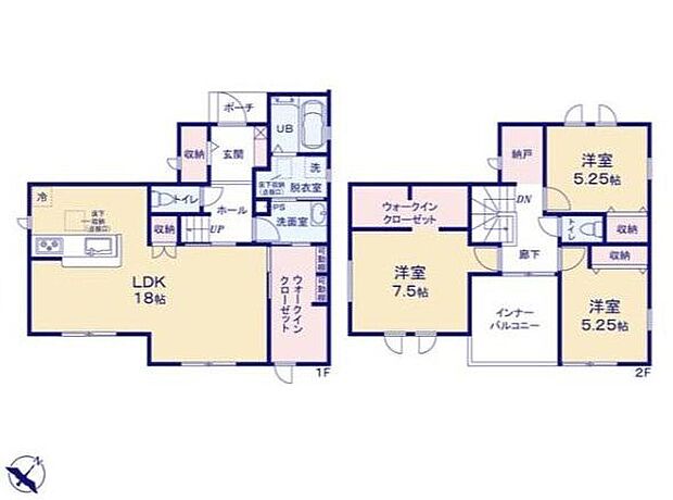 (１号棟)、3LDK+S、土地面積150.11m2、建物面積108.48m2