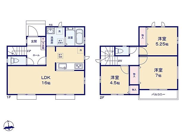 【間取り図】
(A号棟)　3LDK、土地面積100.12m2、建物面積79.49m2