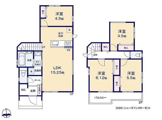 (B号棟)、4LDK、土地面積109.29m2、建物面積87.04m2