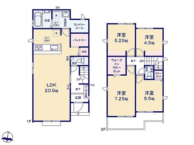 (1号棟)、4LDK、土地面積141.65m2、建物面積101.85m2