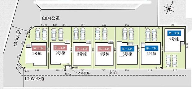開放的な立地の全７棟！カースペースは並列２台分♪ご夫婦でお車を所有できますね。