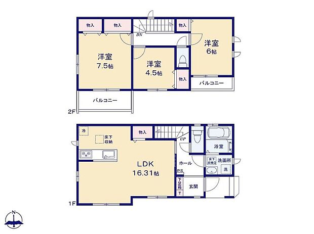 (B号棟)、3LDK、土地面積93.98m2、建物面積85.59m2