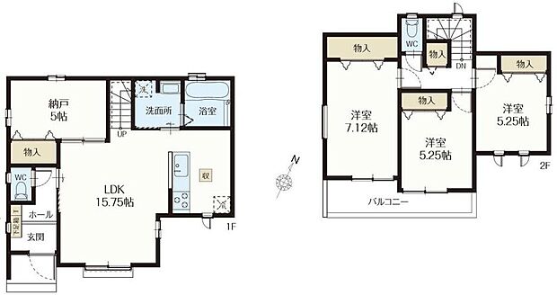 (A号棟)、3LDK+S、土地面積144.14m2、建物面積91.71m2