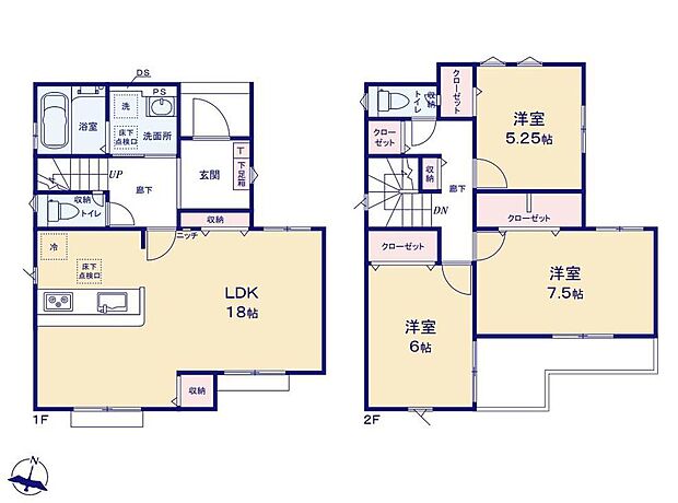 (１号棟)、3LDK、土地面積101.24m2、建物面積94.39m2