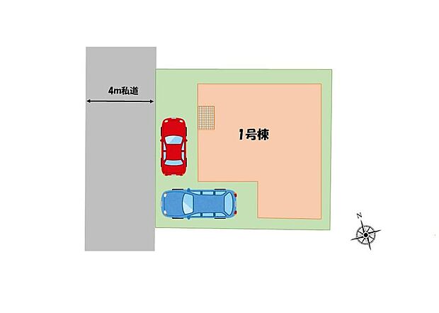敷地30坪超えの整形地!周辺は第一種低層住居専用地域で落ち着いた住宅街です。カースペース車種により2台可能!