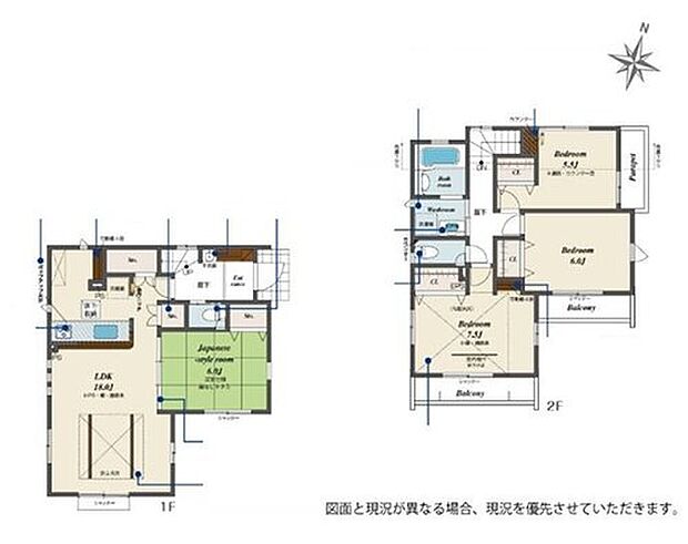 (１４号棟)、4LDK、土地面積110.03m2、建物面積98.95m2
☆水回り２階プラン☆
お風呂と洗面室を２階にし、１階の居住空間をたっぷり確保。
