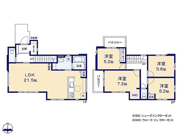 (１号棟)、4LDK、土地面積158.38m2、建物面積107.79m2 