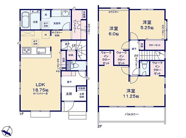 (1号棟)、3LDK、土地面積149.45m2、建物面積103.47m2