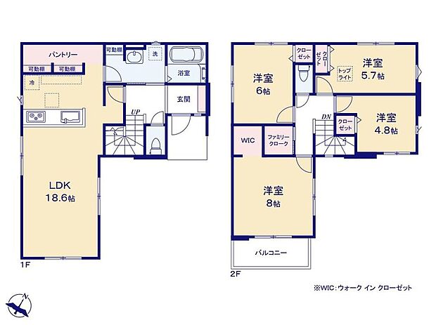 (2号棟)、4LDK、土地面積108.21m2、建物面積108.04m2