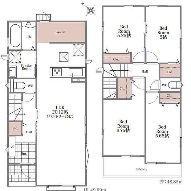 (A号棟)、4LDK、土地面積132.64m2、建物面積98.74m2