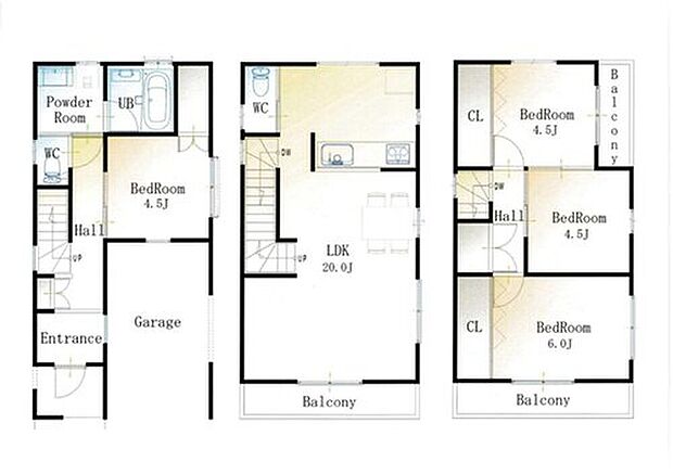 【4LDK】☆２０帖広々リビング☆
２階をリビングにすることで、陽当たりが良くなり、プライバシーを確保することが出来ます。陽当たり・風通し共に良好で、ご家族で過ごす空間をより居心地良くしてくれます。